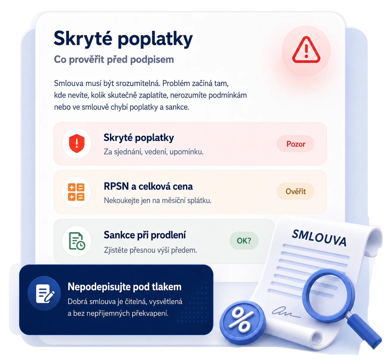 Jak poznat problematickou smlouvu a skryté poplatky